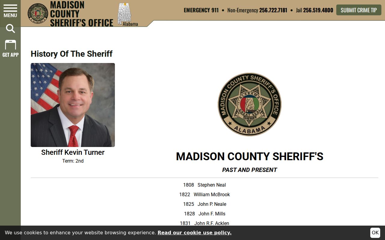 Madison County arrest records Sheriff history